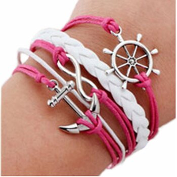 Armband Anker Hamburg Infinity pink & wei