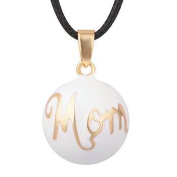Anhnger Harmony Ball Klangkugel wei MOM mit Gelbgold...