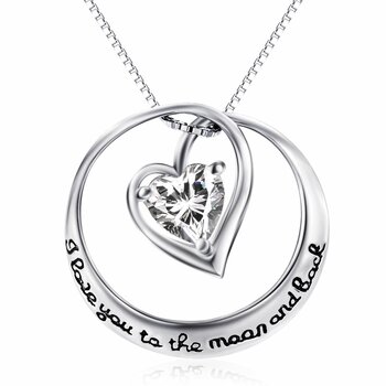Anhnger Zirkonia Herz  Amulett  I Love You to the moon...
