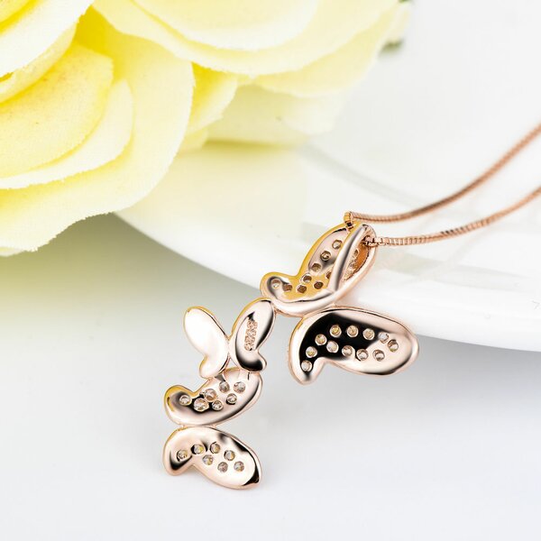 Anhnger Schmetterlings Tanz Zirkonias aus 925 Silber mit Rosegold vergoldet inkl. Gliederkette im Etui
