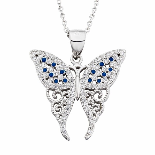 Anhnger Schmetterling aus 925 Silber mit Zirkonias  inkl. Gliederkette im Etui