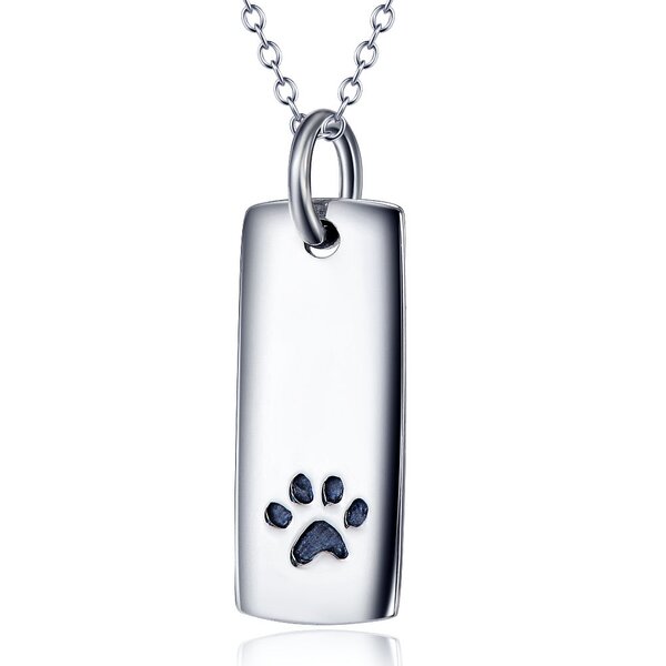 Anhnger Dog Tag Pfote aus 925 Silber inkl. Gliederkette im Etui Gravur OPTION
