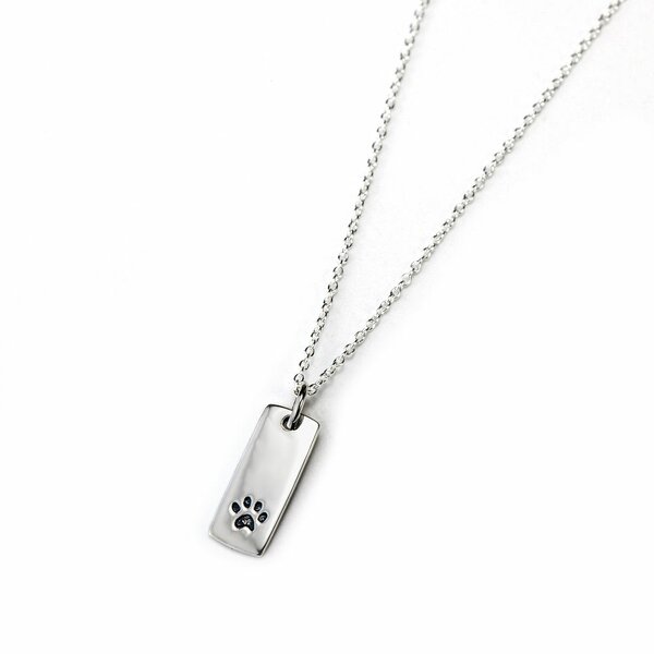 Anhnger Dog Tag Pfote aus 925 Silber inkl. Gliederkette im Etui Gravur OPTION