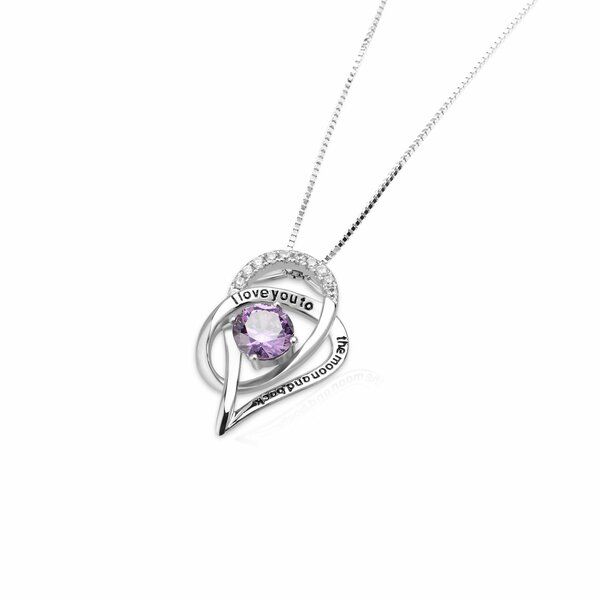 Anhnger Galaxie  i love you to the moon and back  mit Amethyst aus 925 Silber inkl.Kette im Etui