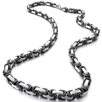 Byzantine king necklace silver black stainless steel UNISEX