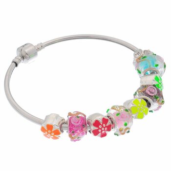 Armreif Charms & Beads Flower Power mit Blten inkl. Perlen