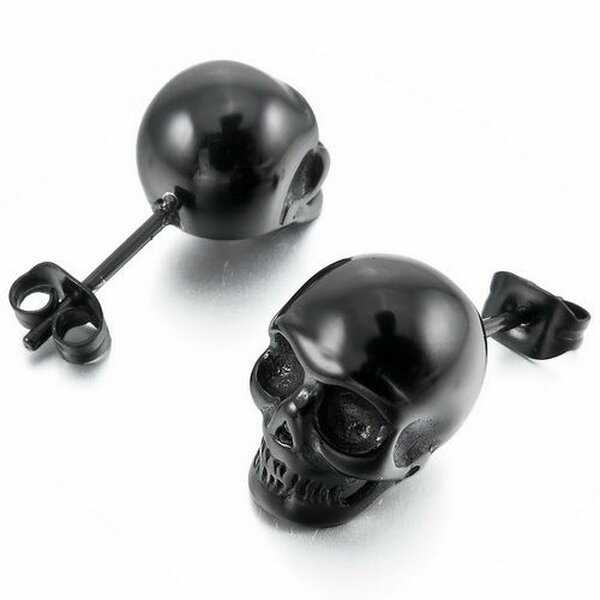 1 Paar Ohrstecker Totenkopf Skull Pirat aus Edelstahl schwarz