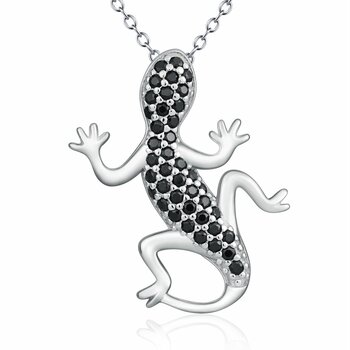 Anhnger Gecko aus 925 Silber rhodiniert mit Zirkonien...