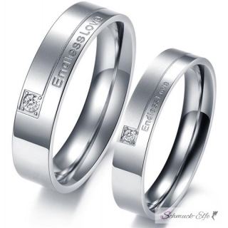 Damenring 4mm Endless Love silbernfarben aus 316 L Edelstahl mit Zirkonia