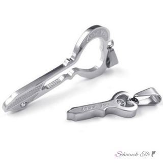 Partnerketten Herz Schlssel LOVE YOU  Silber mit Zirkonia  inkl. Ketten im Schmuck Etui