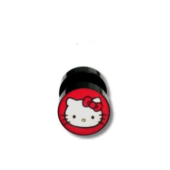 1 Fake Plug Katze Edelstahl rot im Etui