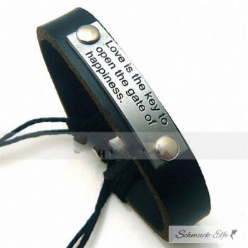 Echt Lederarmband Love is the Key Gravur schwarz im...