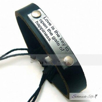 Echt  Lederarmband Love is the Key Gravur schwarz  im...