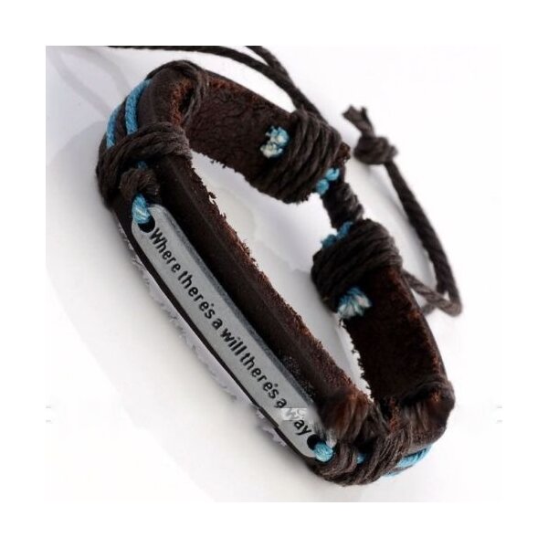 ECHT Leder Armband Spruch türkis & braun