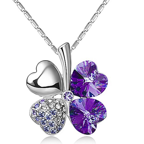 Kleeblatt Swarovski Elements dunkel lila inkl. Kette im...