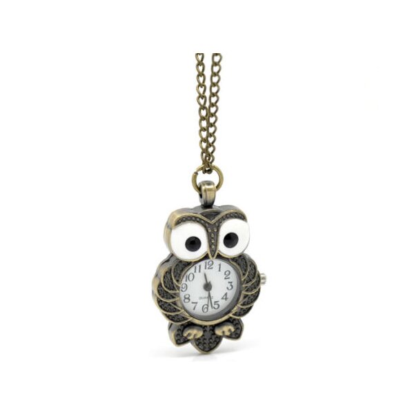 lange Kette Eulen Uhr Mrs. Eule im Organza Beutel