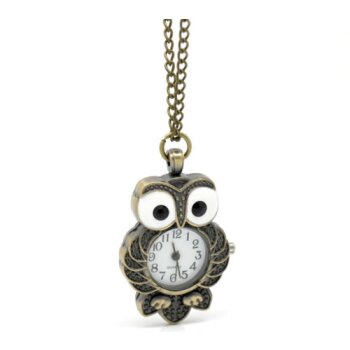 lange Kette Eulen Uhr Mrs. Eule im Organza Beutel