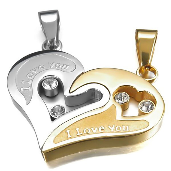 2 Halsketten Anhänger Herz Und Schlüssel I Love You