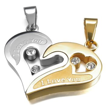 Partnerketten Herz I LOVE YOU Wärme inkl. Ketten im Etui...