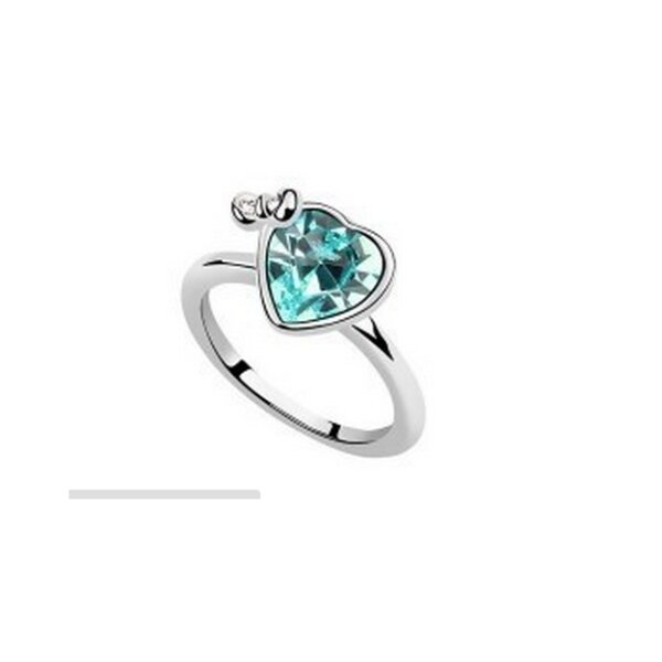 Herz Ring Butterfly STRASS Aqua rhodiniert im Etui verschiedene Gren