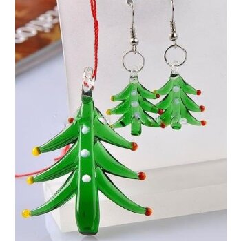 Schmuck Set Lampwork Glas Anhänger inkl. Kette & Ohr...
