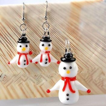 Schmuck Set Lampwork Glas Anhänger inkl. Kette & Ohr...