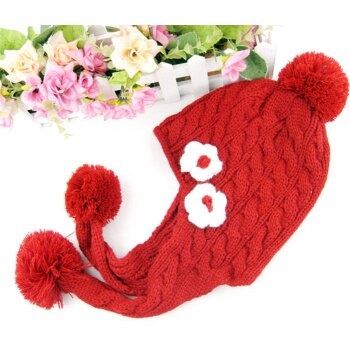 Strick Kinder Mütze / Beanie / Schweden Mütze rot weiß...
