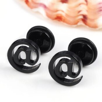 1 Paar FAKE Plugs Ohrstecker @ Edelstahl schwarz im...