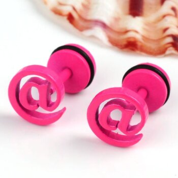 1 Paar FAKE Plugs  Ohrstecker @  Edelstahl pink  im...