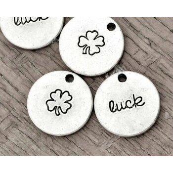 Kleeblatt Charm LUCK Tibet Silber
