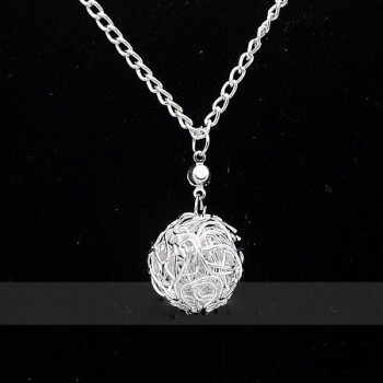 Pullover Kette Silber Ball im Organza Beutel