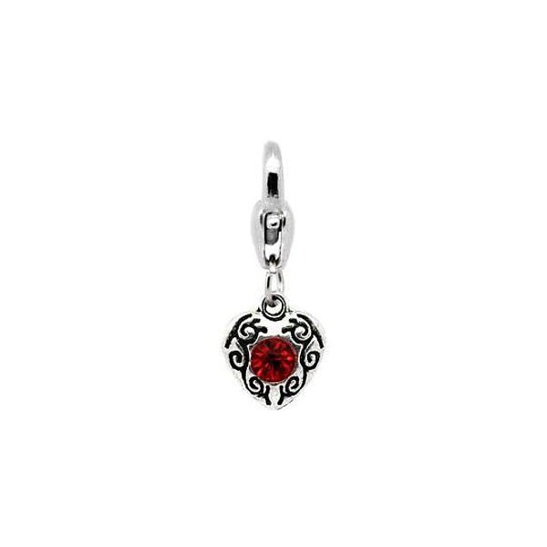 Dangle Bead Herz mit Strass  Tibet Silber - freie Farbwahl -