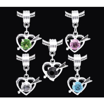Dangle Bead Herz Glamour - freie Farbwahl -