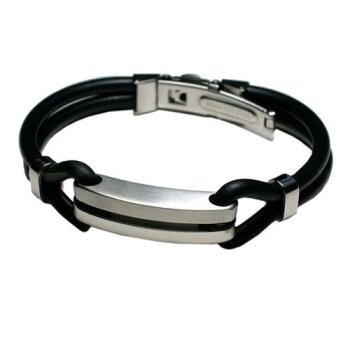 Edelstahl Armband mit Kautschuk im Organza Beutel