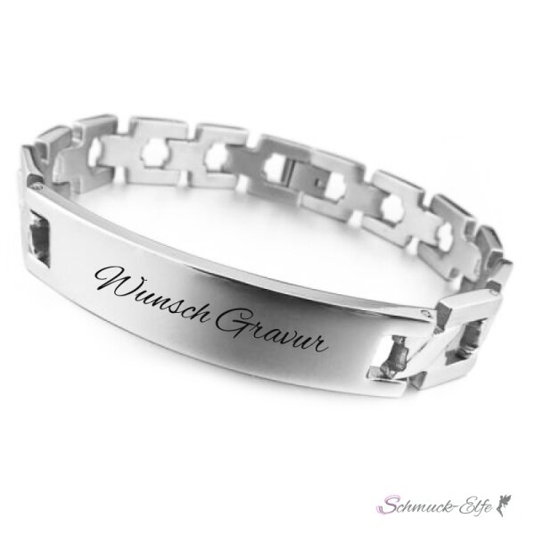 316 L Edelstahl Namensteg  Armband Gravur Option  im Schmuck Etui