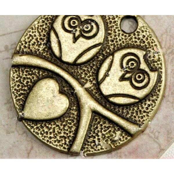 Amulett Anhänger Eulen Liebes Paar antik gold