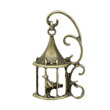 Anhänger Vogelkäfig BAROCK antik gold