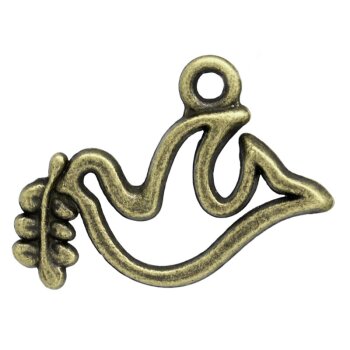 Anhänger Taube mit Zweig antik gold