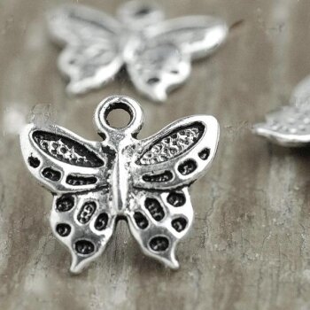 Charm Schmetterling Tibet Silber im Organza Beutel