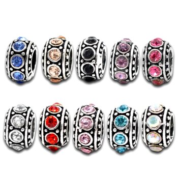 Perle VINTAGE mit Strass Tibet Silber - freie Farbwahl