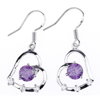 1 Paar Ohrhnger Herz  Amethyst 925  Silber  im Schmuck...