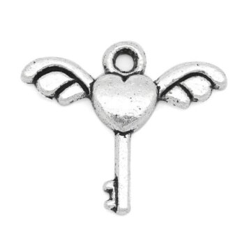 Charm Herz Schlüssel Charm Tibet Silber