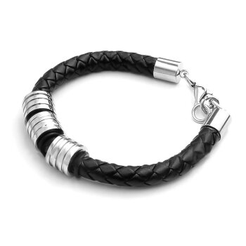ECHT Lederarmband Edelstahl Perlen im Organza Beutel