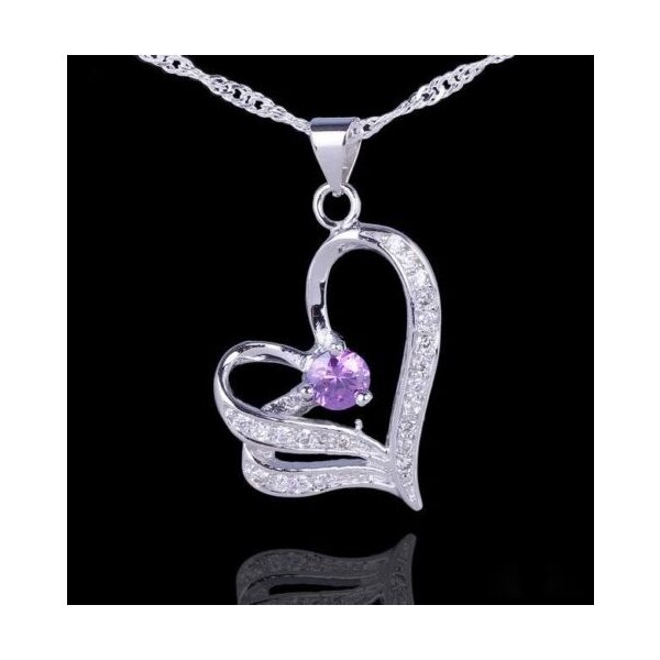 Silber Anhnger Mystic Heart Amethyst aus 925 Silber OHNE KETTE