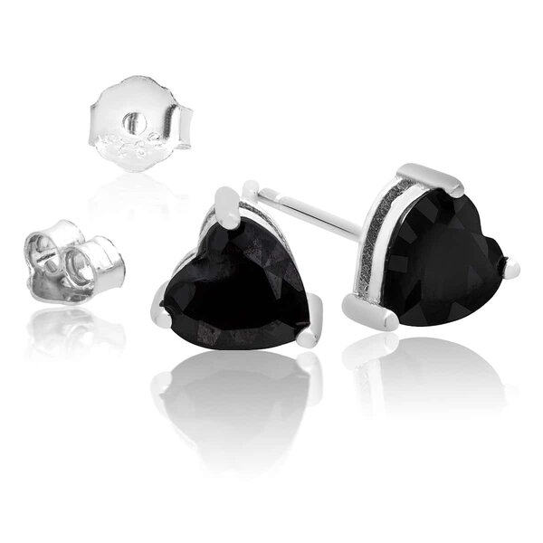 1 Pair of Ear Plugs Heart Opal 925 silver