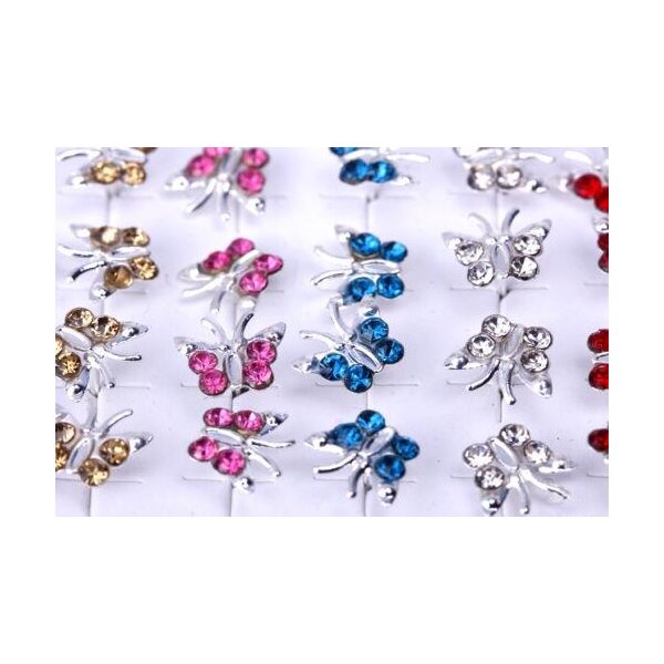 1 Paar Ohr Stecker Strass Schmetterling 925 Silber...