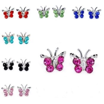 1 Paar Ohr Stecker Strass Schmetterling 925 Silber...