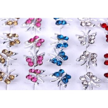 1 Paar Ohr Stecker Strass Schmetterling   925  Silber  freie Farbwahl