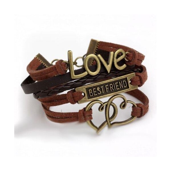 Armband Doppelherz schwarz & caramel