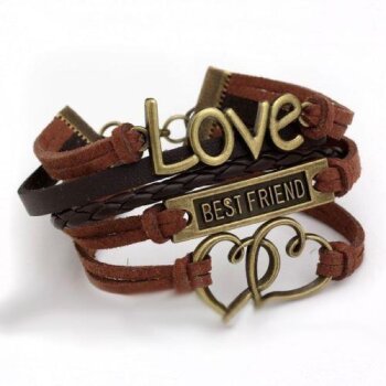 Armband Doppelherz schwarz & caramel